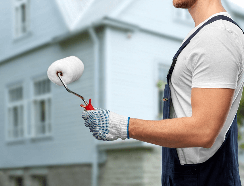 holding a clean paint roller